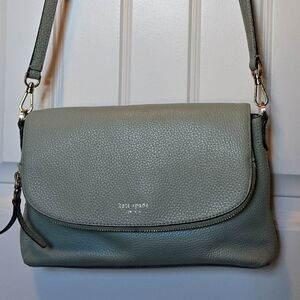 Kate Spade New York Purse Large Polly Convertible Zippered Flap Mint Green 11x7”